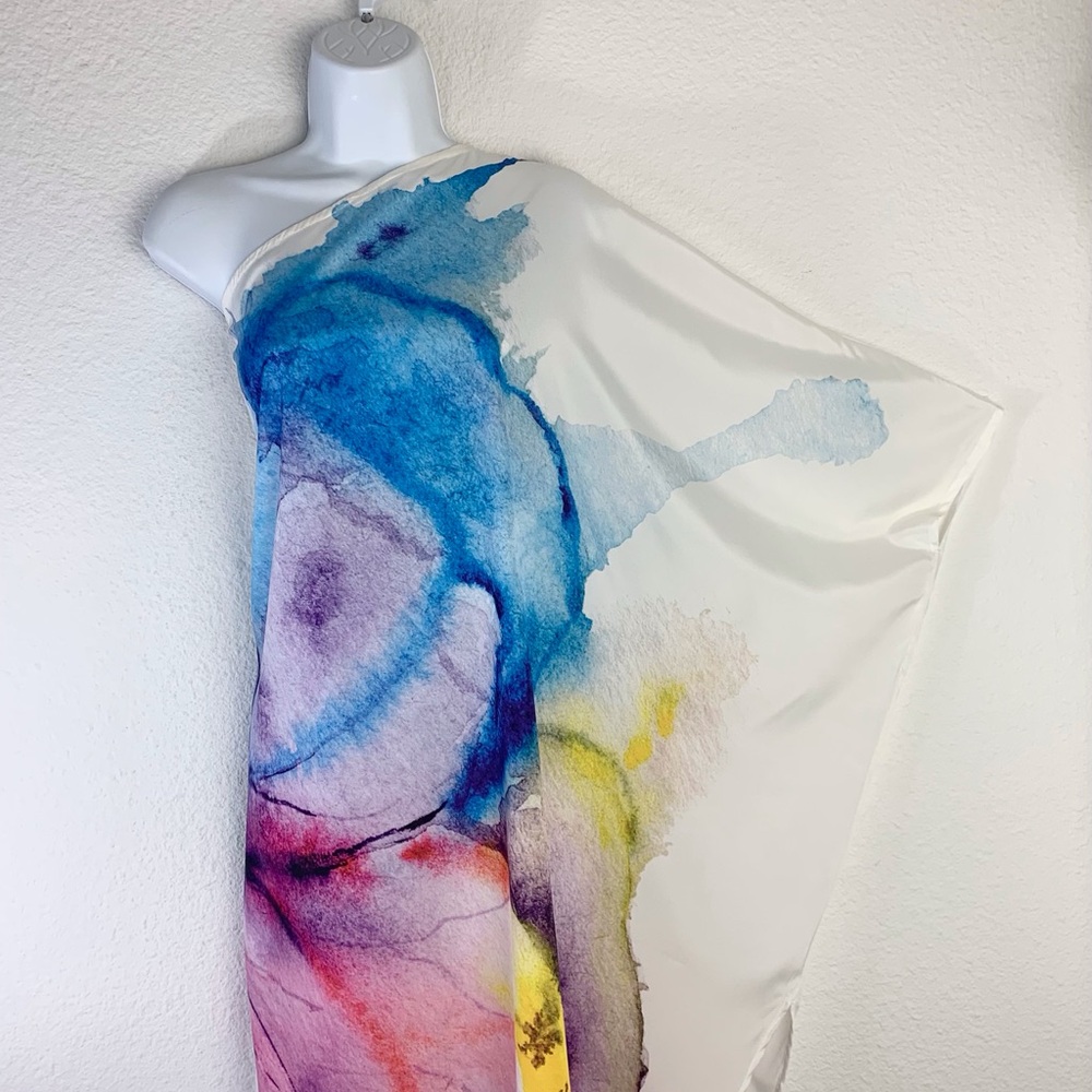 America & Beyond Rainbow Butterfly One Shoulder Dress Sz S - Picture 5 of 14